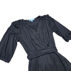 Draper James RSVP Black Midi Dress‎ Wrap Style 3/4 Sleeve XS